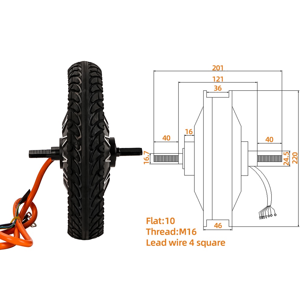 60V 5000W Brushless Hub Motor - Motore per ciclomotore con trazione integrale