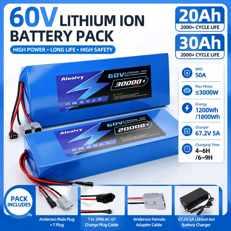 60V 30Ah 21700 Battery Pack - Batteria al litio Aleaivy 60V 20AH